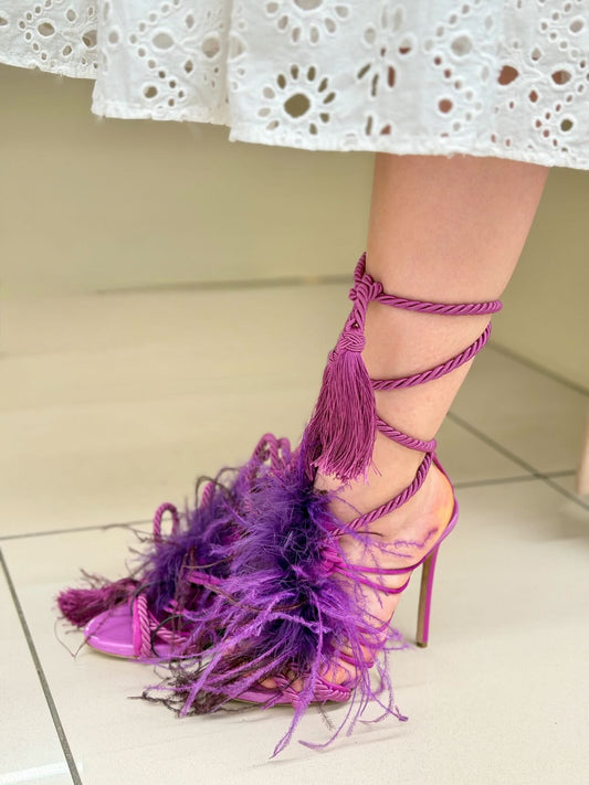 Dsquared2 Fuchsia Feather wrap heels