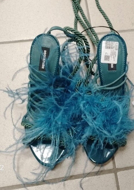 Dsquared Teal Feather Heels